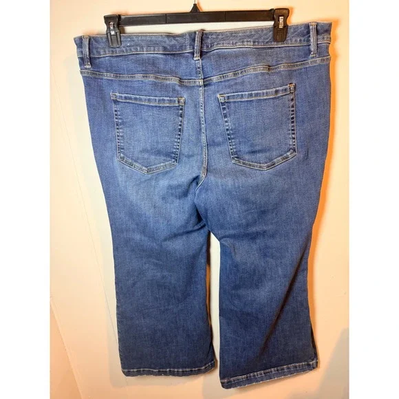 Lane Bryant 22P Wide Leg Jeans Medium Wash Pintuck Seam Petite Plus Size A1440 - Picture 5 of 8